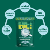 Kuli Kuli tamaño del envase junto a una taza para referencia