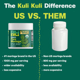 Kuli Kuli primer plano de cápsulas vegetales, destaca formato cómodo y sin sabor