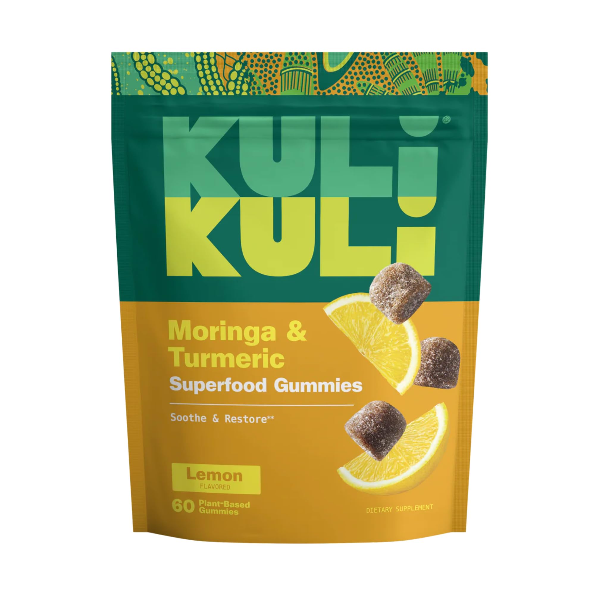 Kuli Kuli frente del envase mostrando 60 gominolas y facilidad de uso