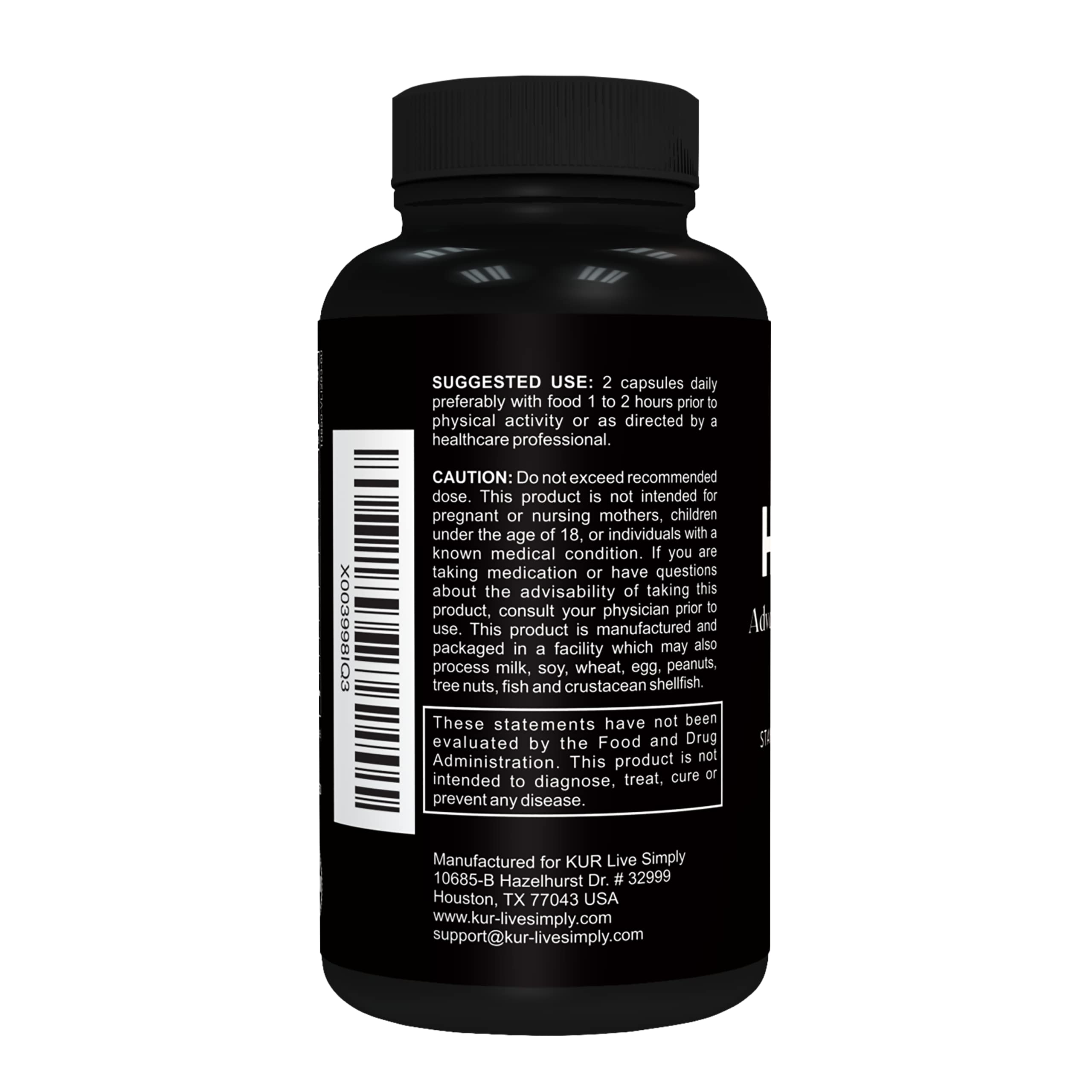 KUR Live Simply etiqueta con información nutricia verificada y segura