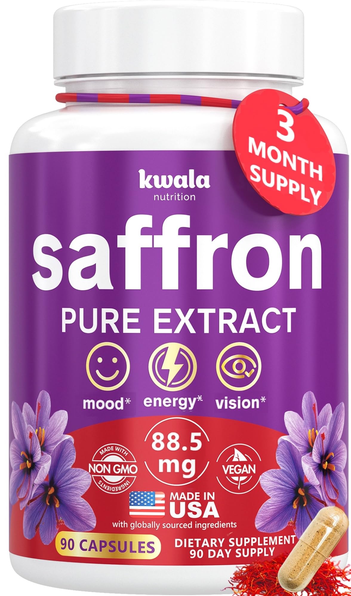 Kwala Nutrition frasco frontal mostrando 90 cápsulas y marca, imagen clara y profesional