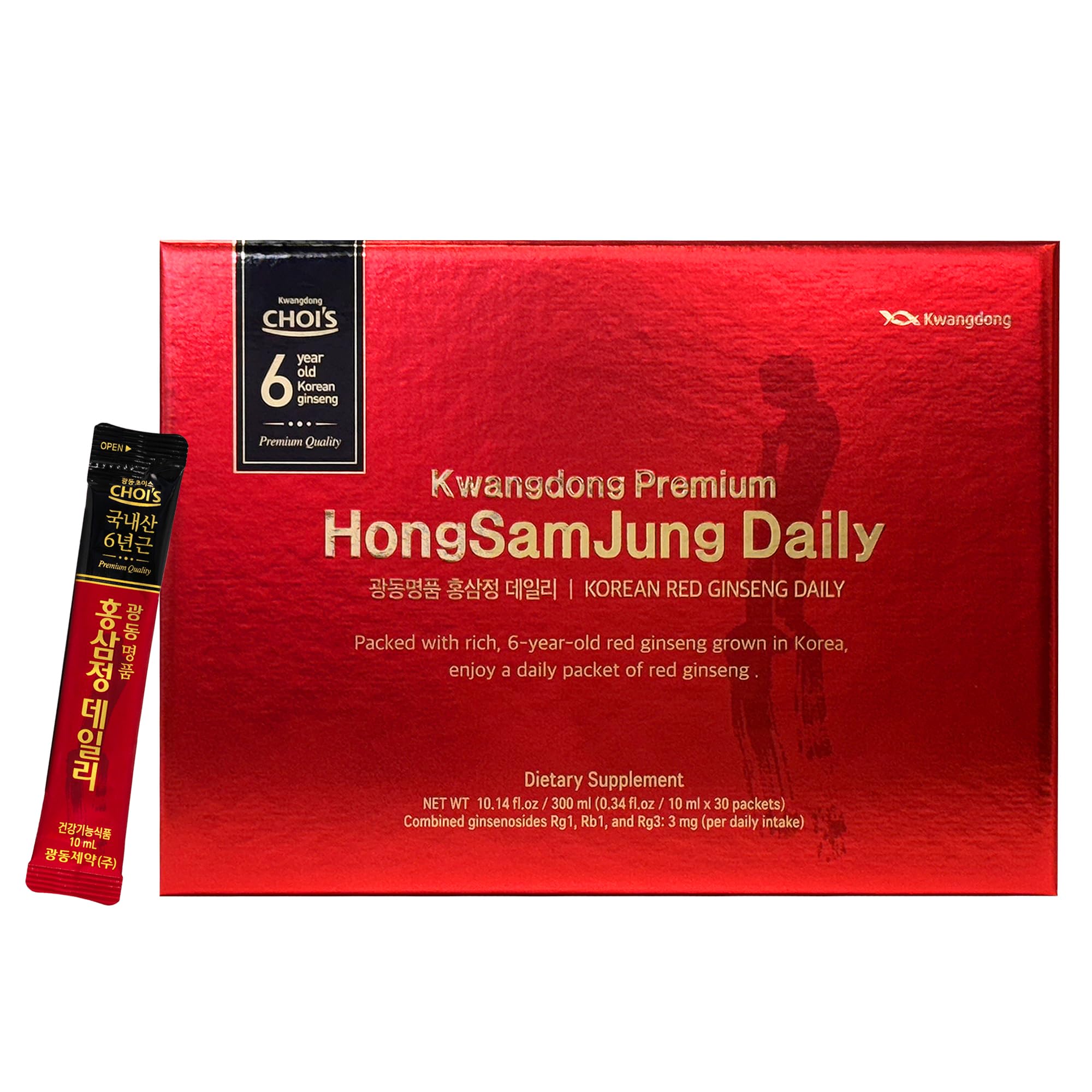 KWANGDONG empaque frontal mostrando 30 sobres, conveniencia diaria