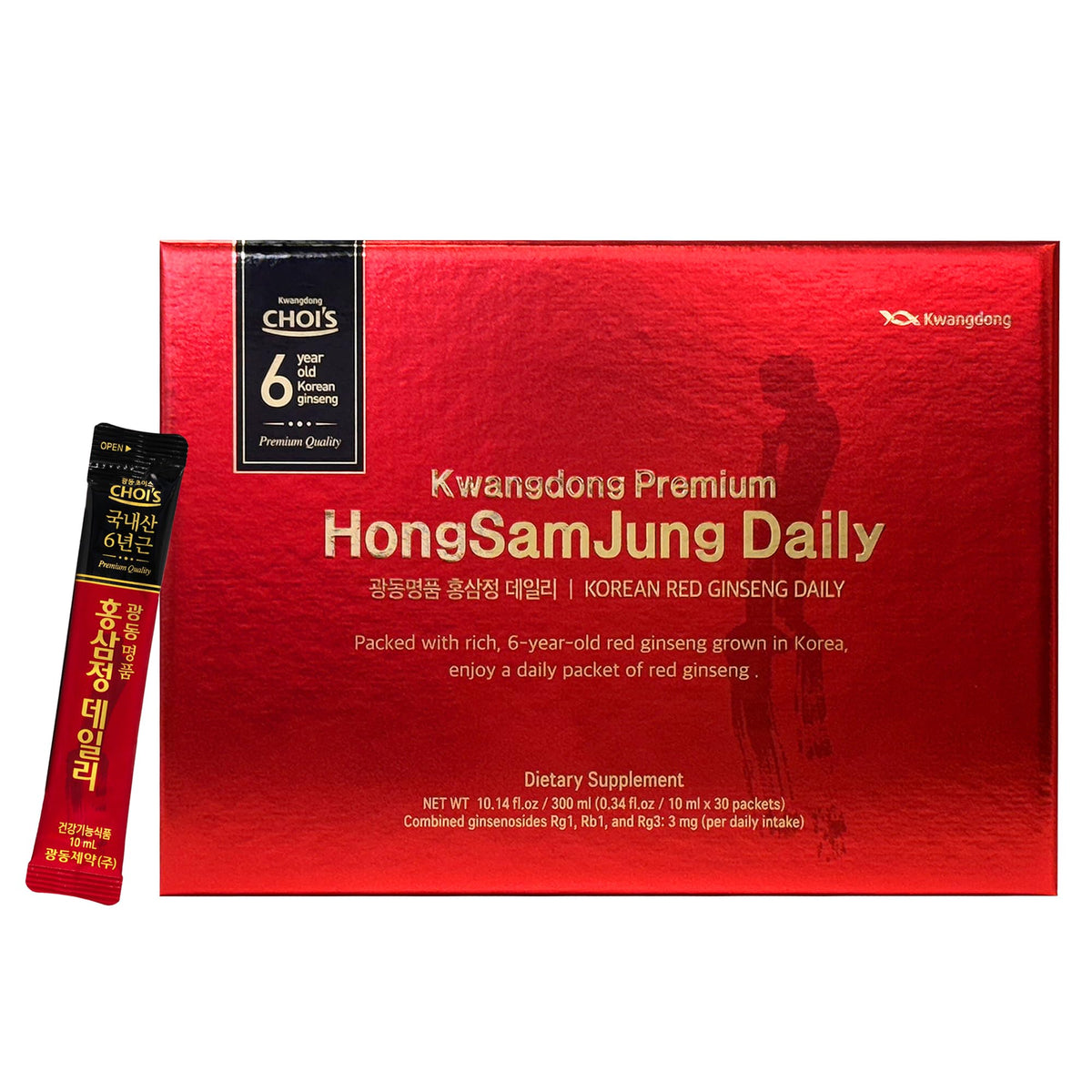 KWANGDONG empaque frontal mostrando 30 sobres, conveniencia diaria