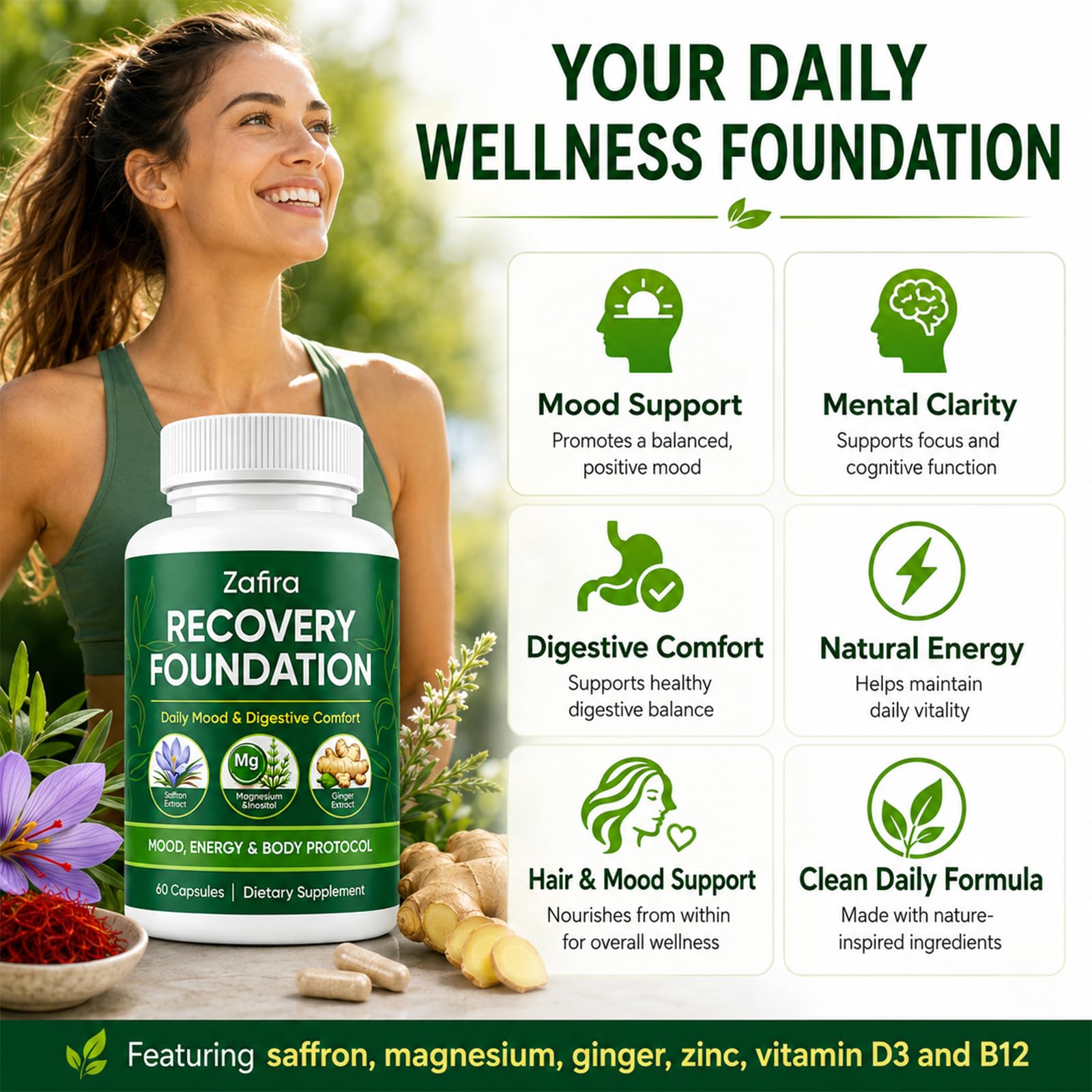 KWEZTY Zafira Organics cápsula abierta detalle del contenido y absorción mejorada
