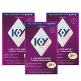 K-Y liquibeads imagen frontal del paquete mostrando contenido y conveniencia