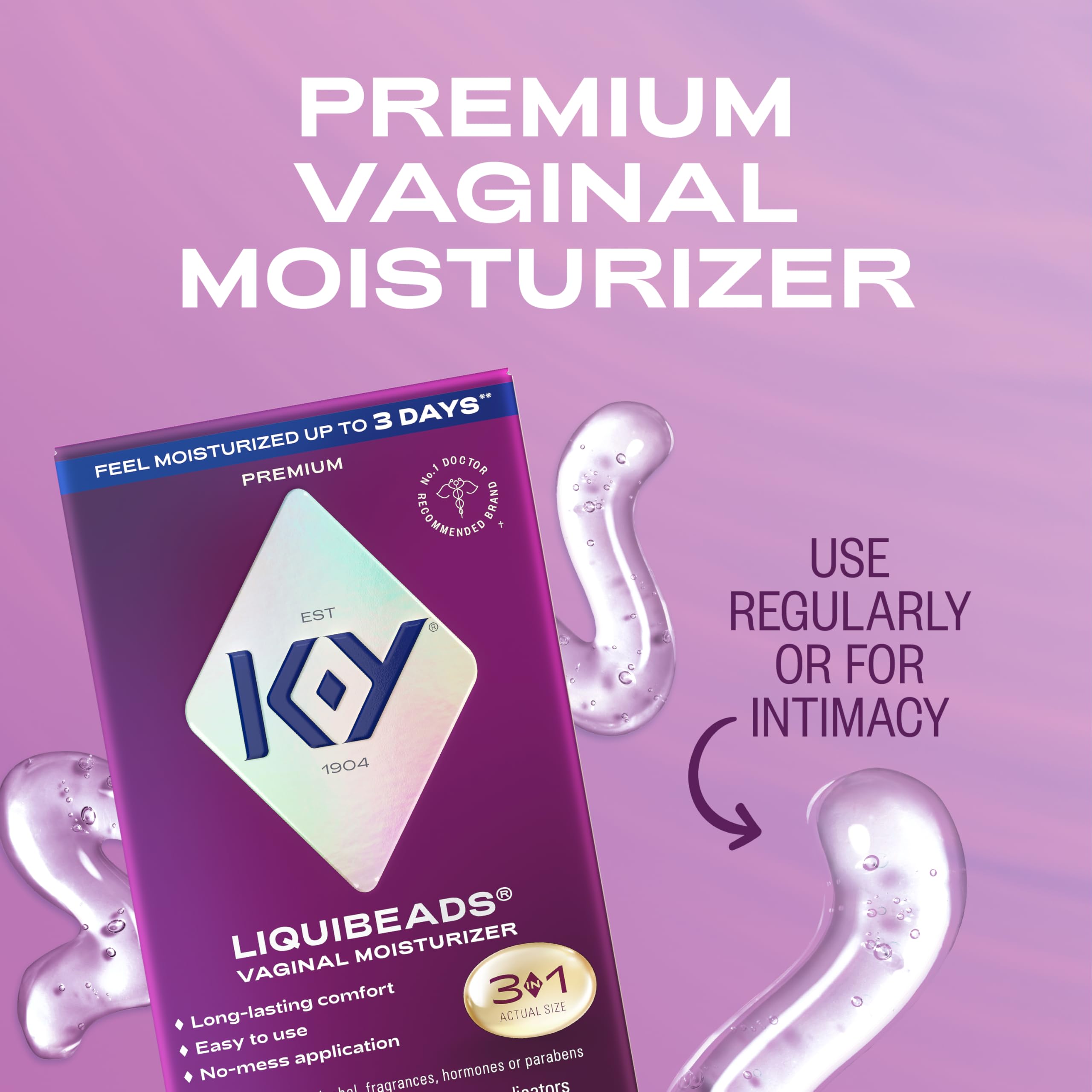 K-Y liquibeads óvulo en mano, demostrando tamaño y facilidad de uso