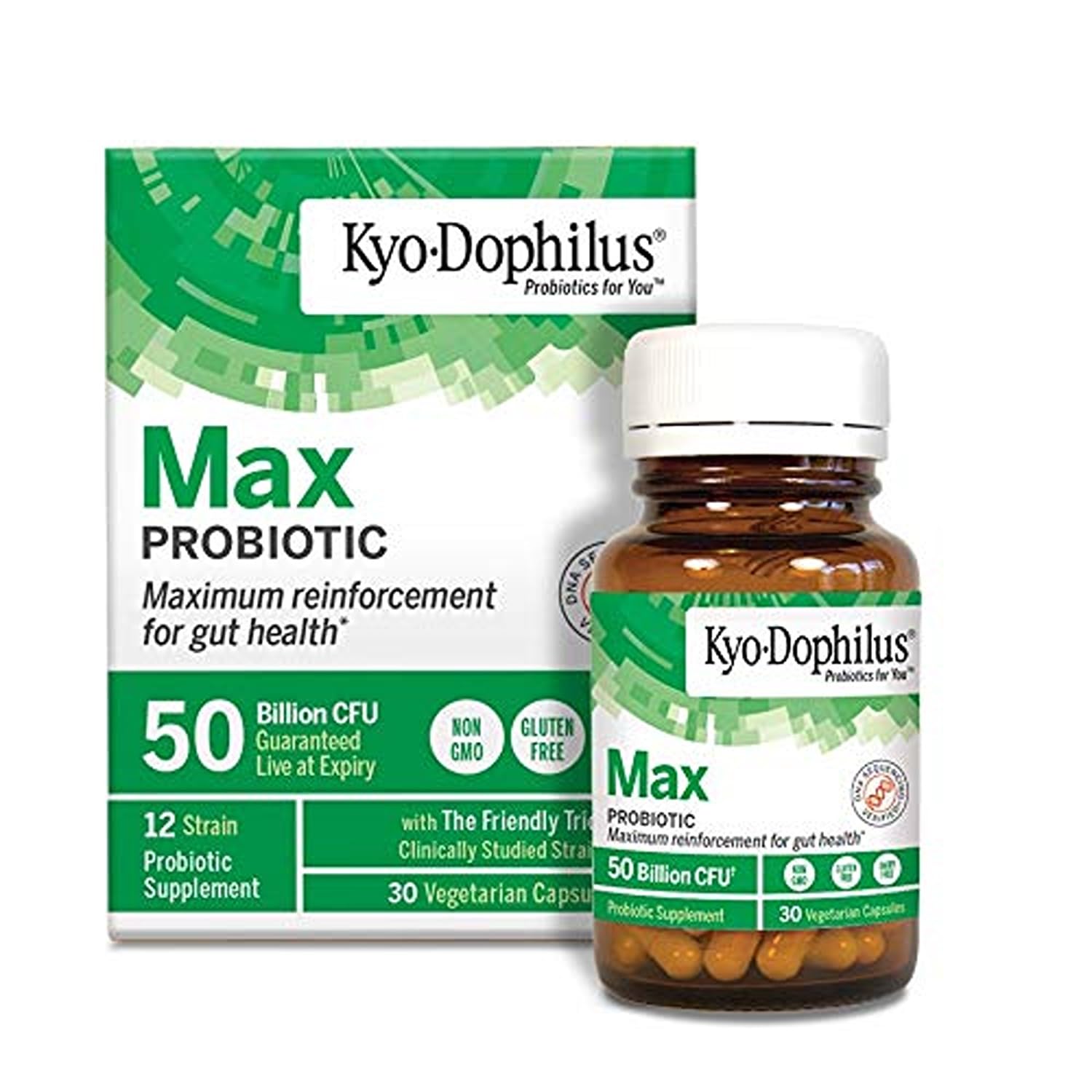 Kyo-Dophilus cápsula en mano demostrando tamaño cómodo y conveniente