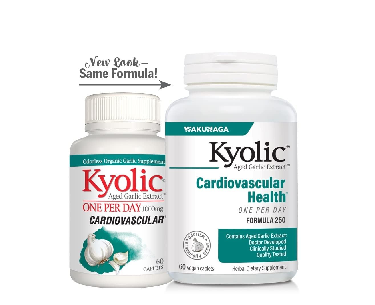 Kyolic bote en cocina junto a alimentos saludables que sugiere apoyo circulatorio diario