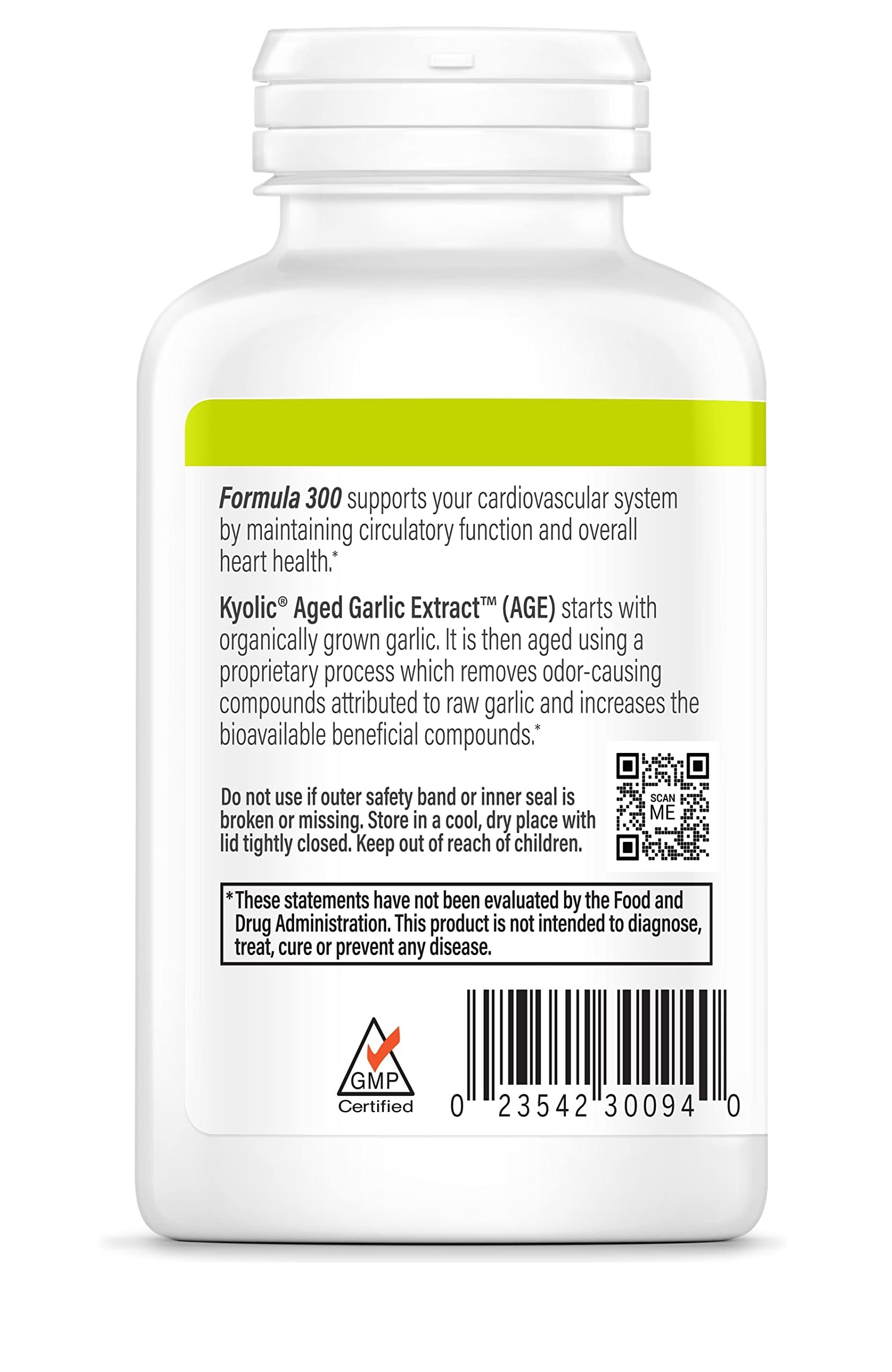 Kyolic etiqueta con información nutricional y transparencia de ingredientes
