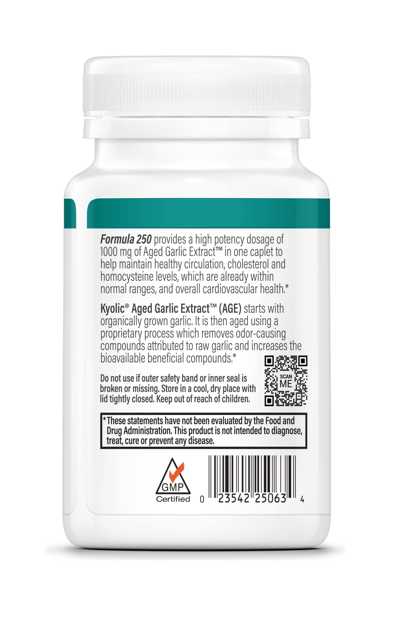 Kyolic etiqueta con ingredientes y certificación orgánica para transparencia