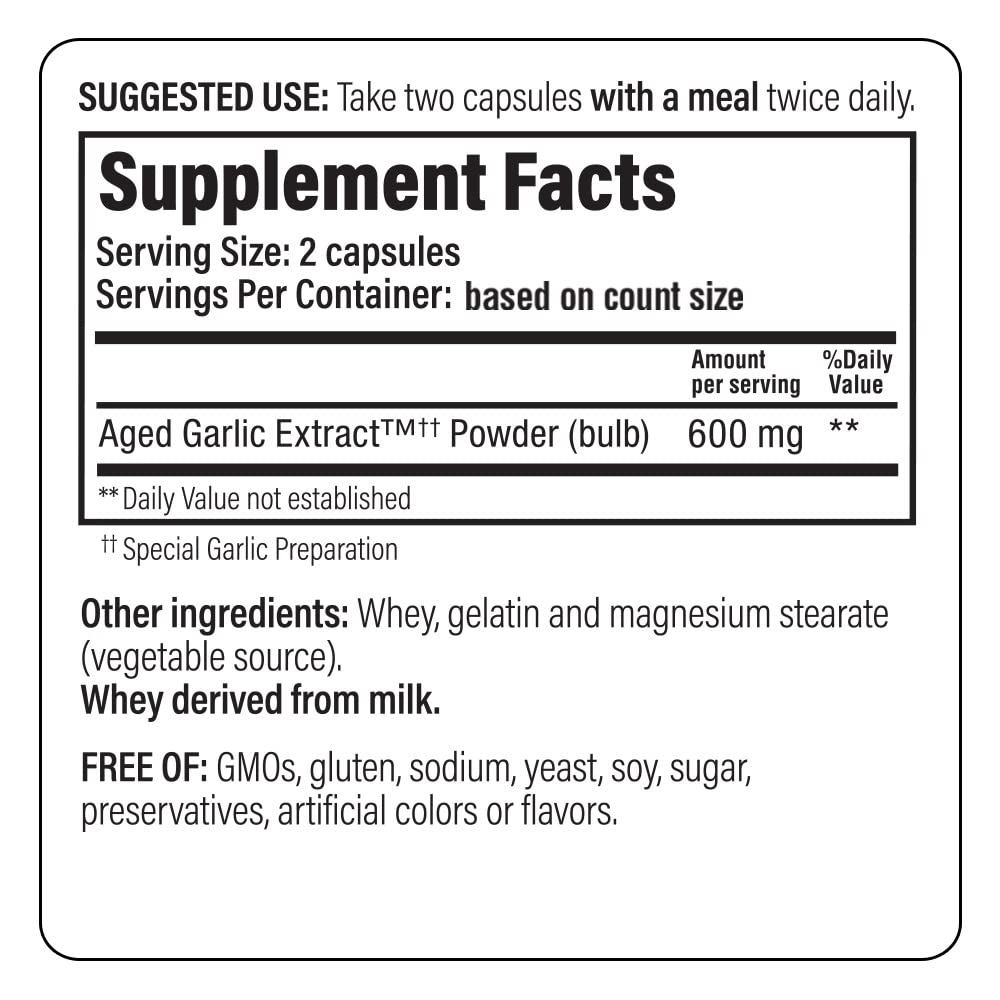 Kyolic etiqueta ingredientes, muestra orgánico, no-OGM y control de calidad