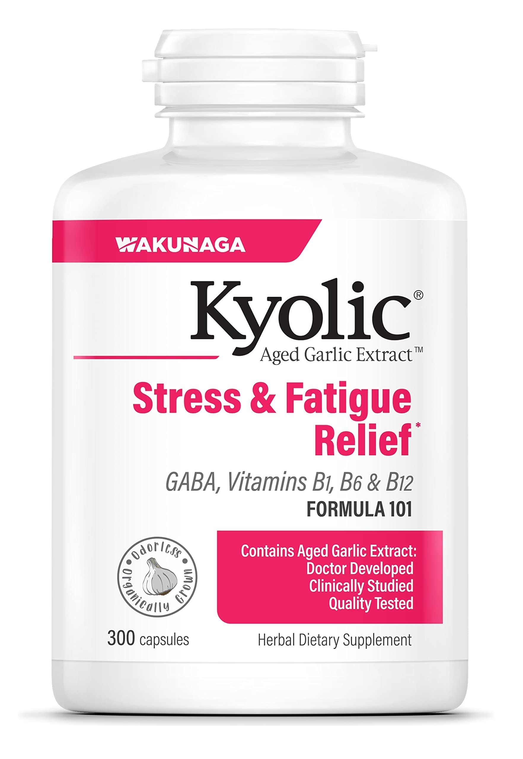 Kyolic frasco frontal limpio mostrando etiqueta y beneficios SKU