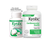 Kyolic frasco abierto con tabletas desplegadas para visualización del contenido.