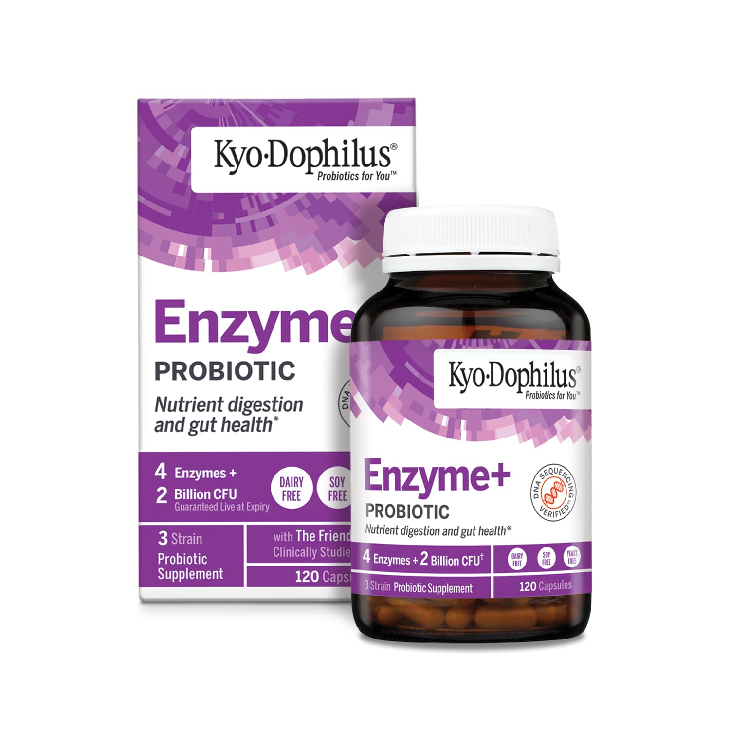 Kyolic empaque frontal del producto, identificación clara y beneficio digestivo