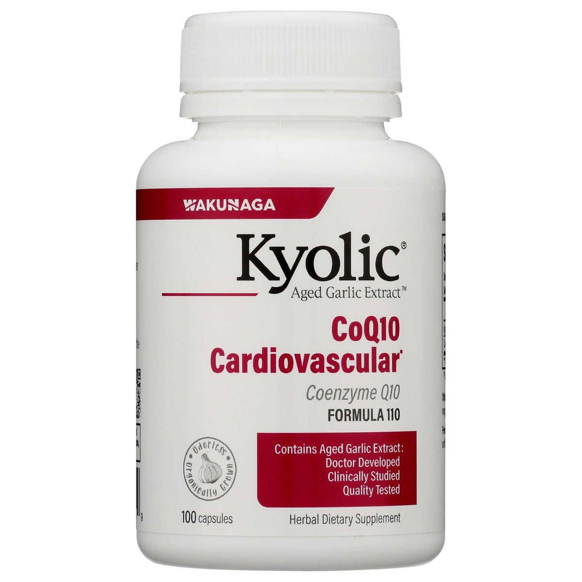 Kyolic frontal del envase Formula 110 mostrando beneficios y etiqueta clara