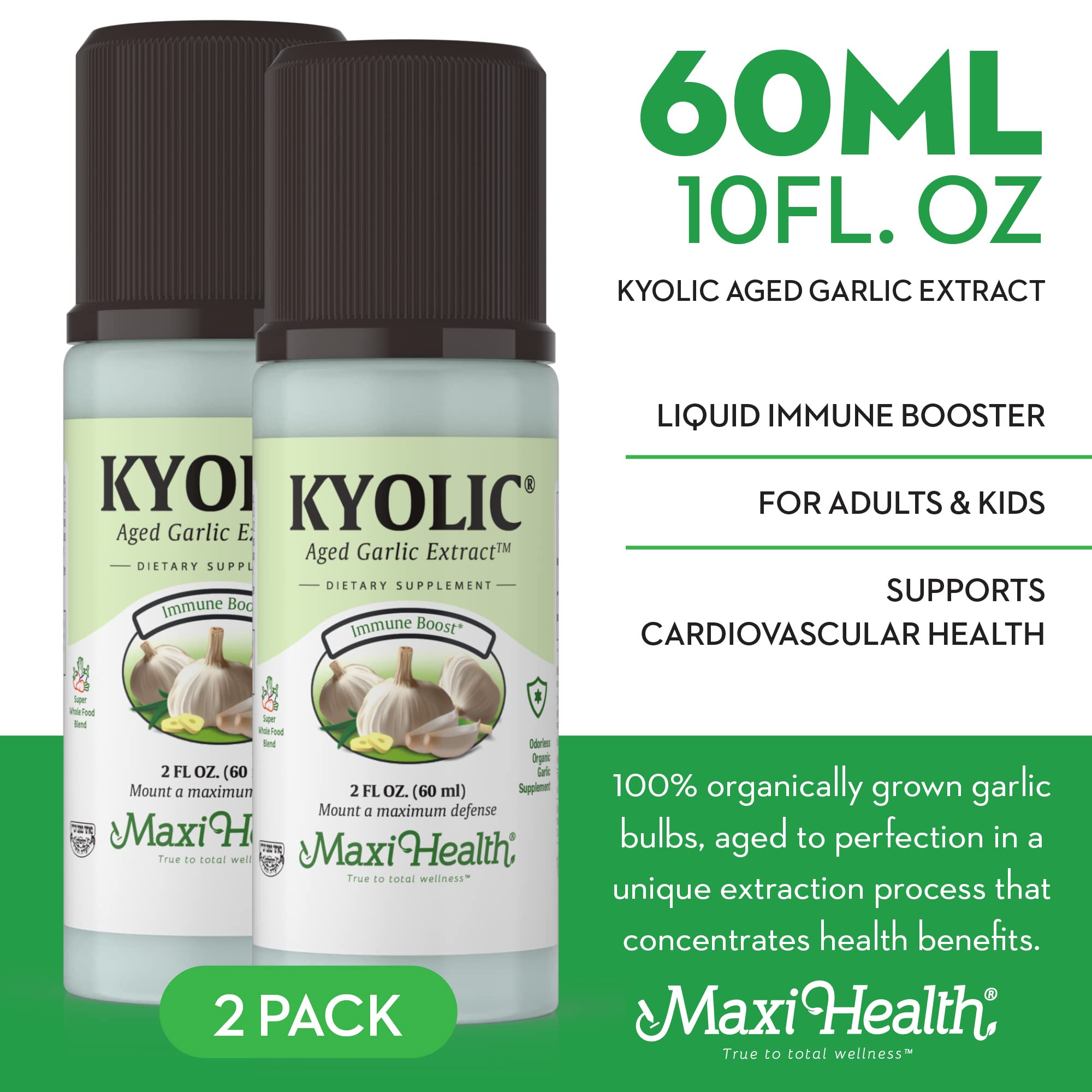 Maxi Health Kyolic botella abierta lista para consumo y conservación en nevera