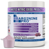 L-ARGININE PRO envase frontal mostrando etiqueta y sabor uva, beneficio energía pre-entreno
