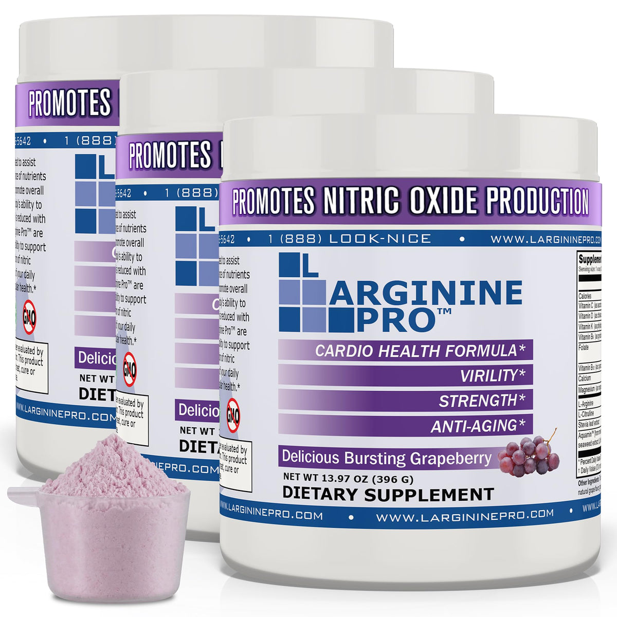 L-ARGININE PRO frasco frontal mostrando diseño y dosis resaltada