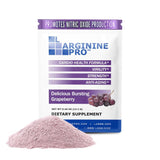 L-ARGININE PRO frontal del envase mostrando sabor uva y conveniencia