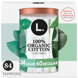 L. empaque frontal del pack de 84 unidades mostrando variedad de absorciones y ahorro