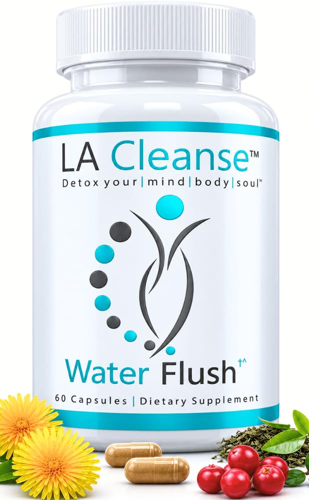 LA Cleanse Water Flush frente del empaque mostrando etiqueta y beneficio claro
