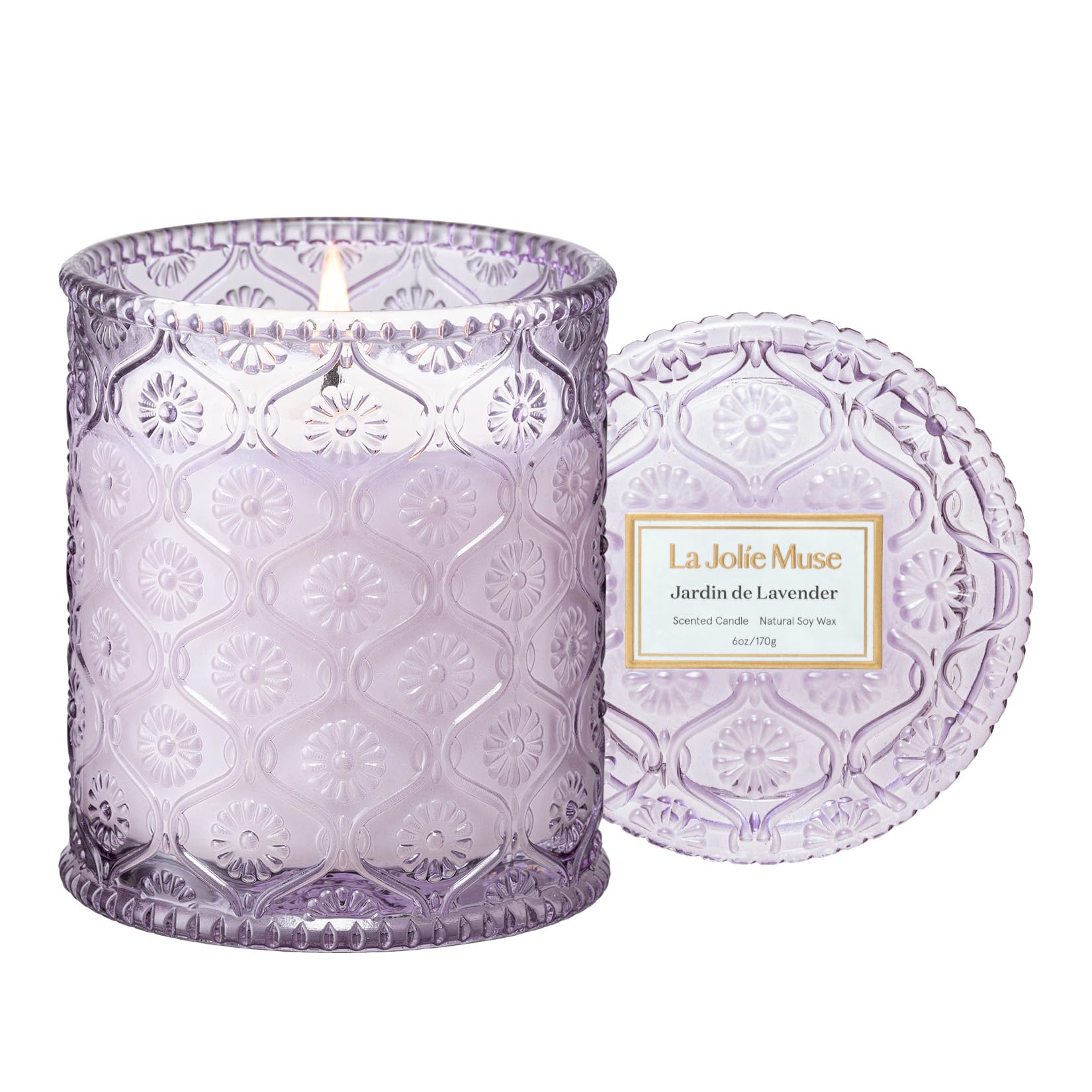 LA JOLIE MUSE vaso grabado frontal mostrando diseño elegante y aroma floral