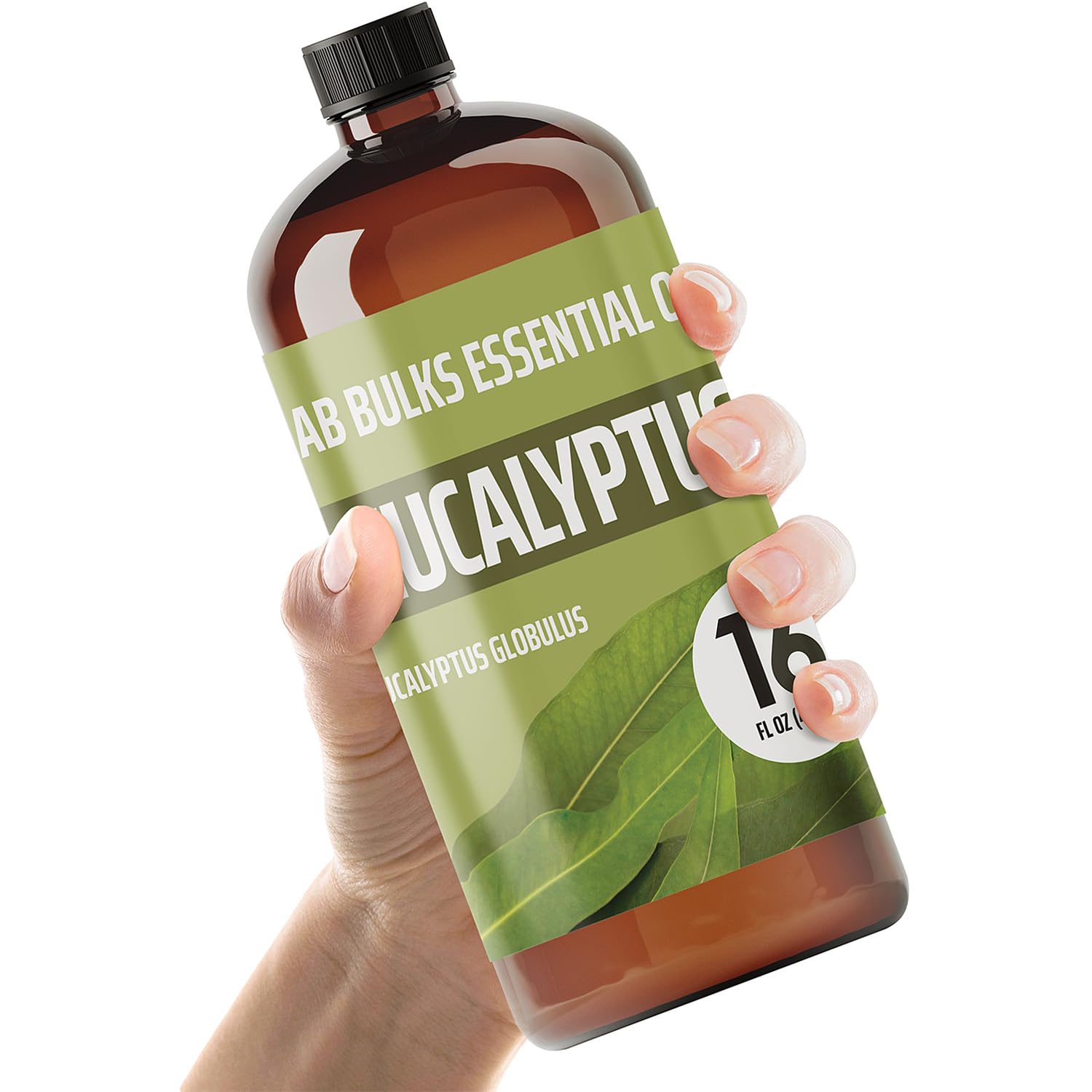 Lab Bulks Essential Oil vista frontal del envase ámbar con beneficio de conservación