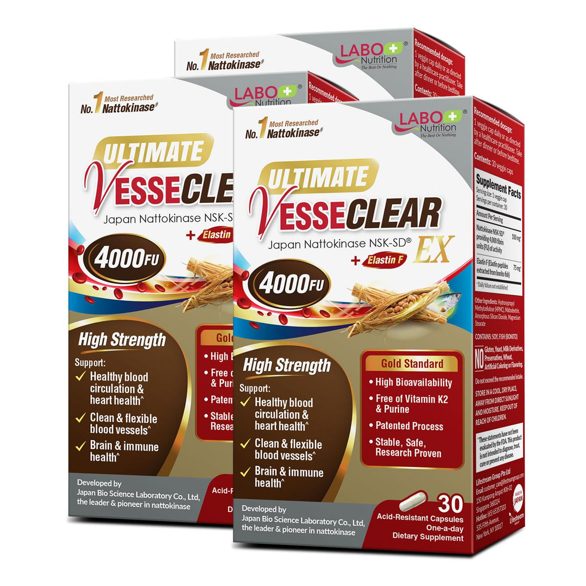 LABO Nutrition frasco frontal mostrando el envase y beneficio de suministro de 90 días