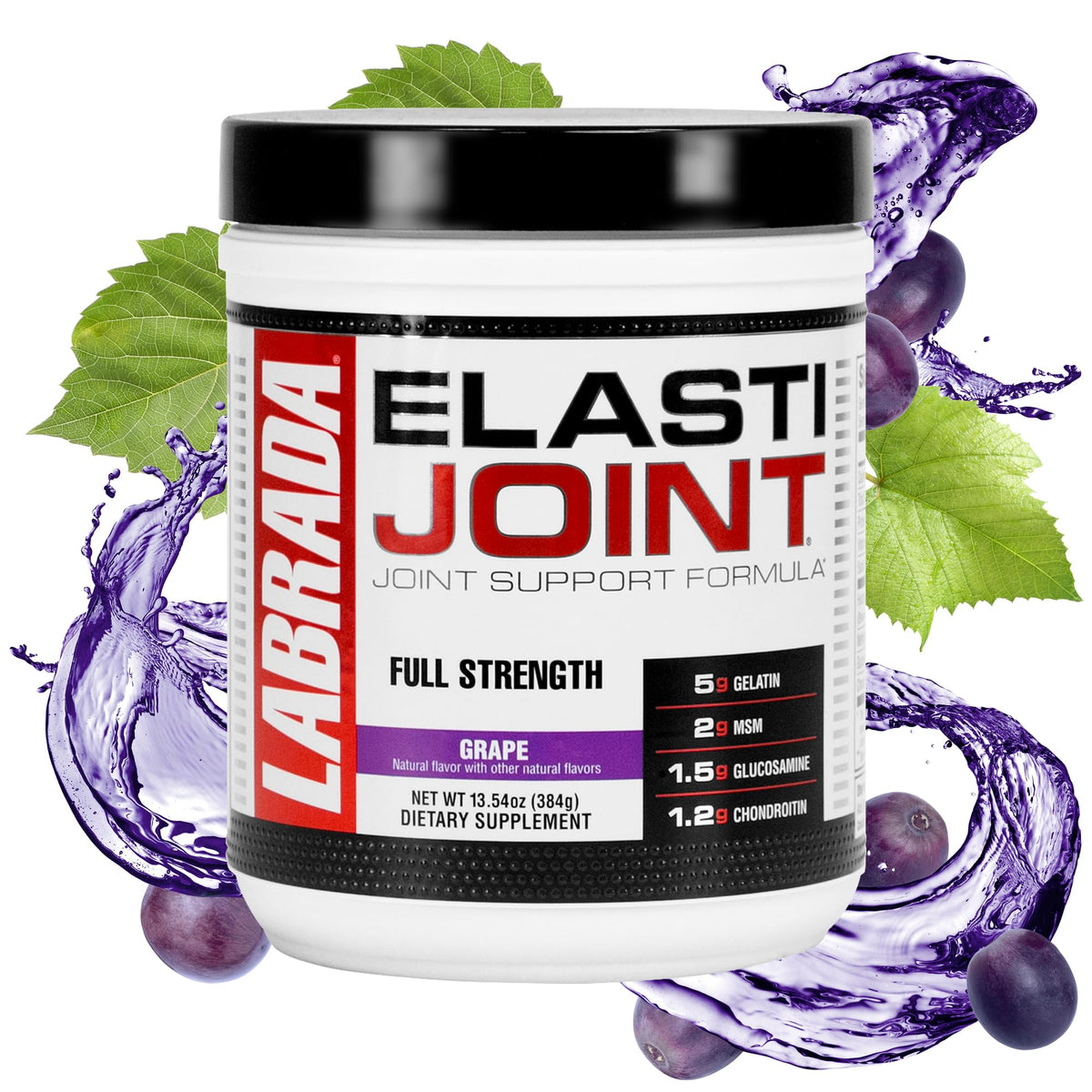 Labrada Elastijoint frente del envase con sabor uva para apoyo articular