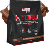 Labrada Hydro frente del envase mostrando diseño y sabor chocolate, beneficio de transparencia