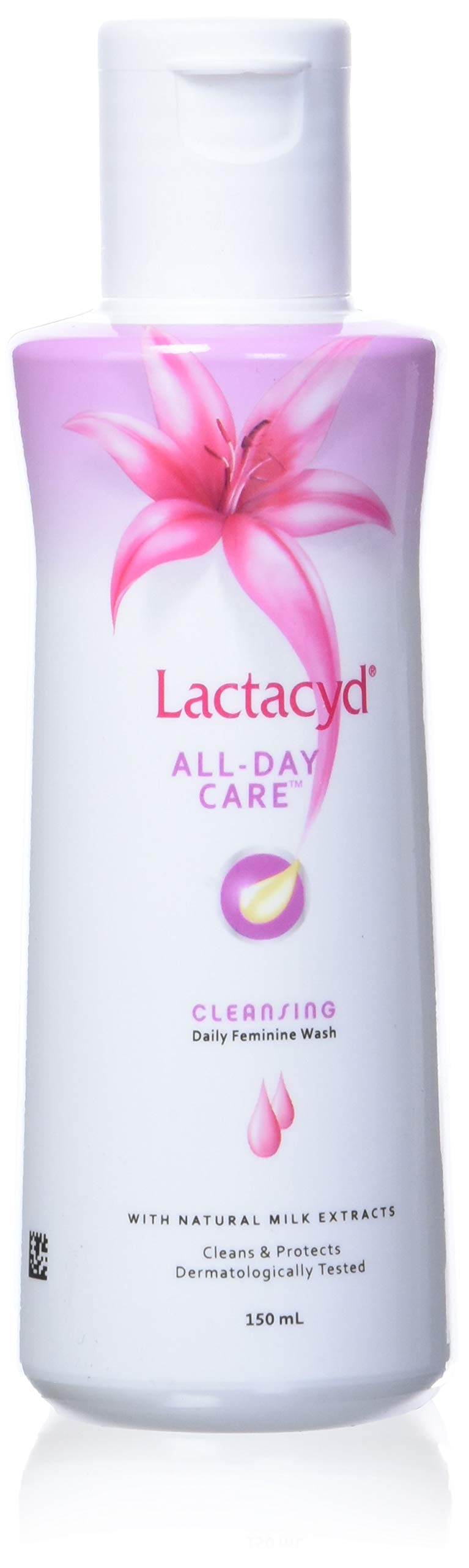 Lactacyd botella frontal 150 ml mostrando etiqueta clara y beneficios