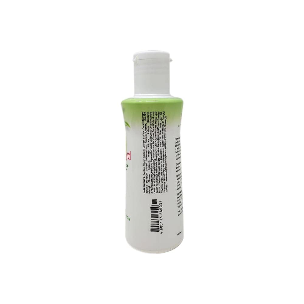 Lactacyd etiqueta con ingredientes resaltando extractos naturales