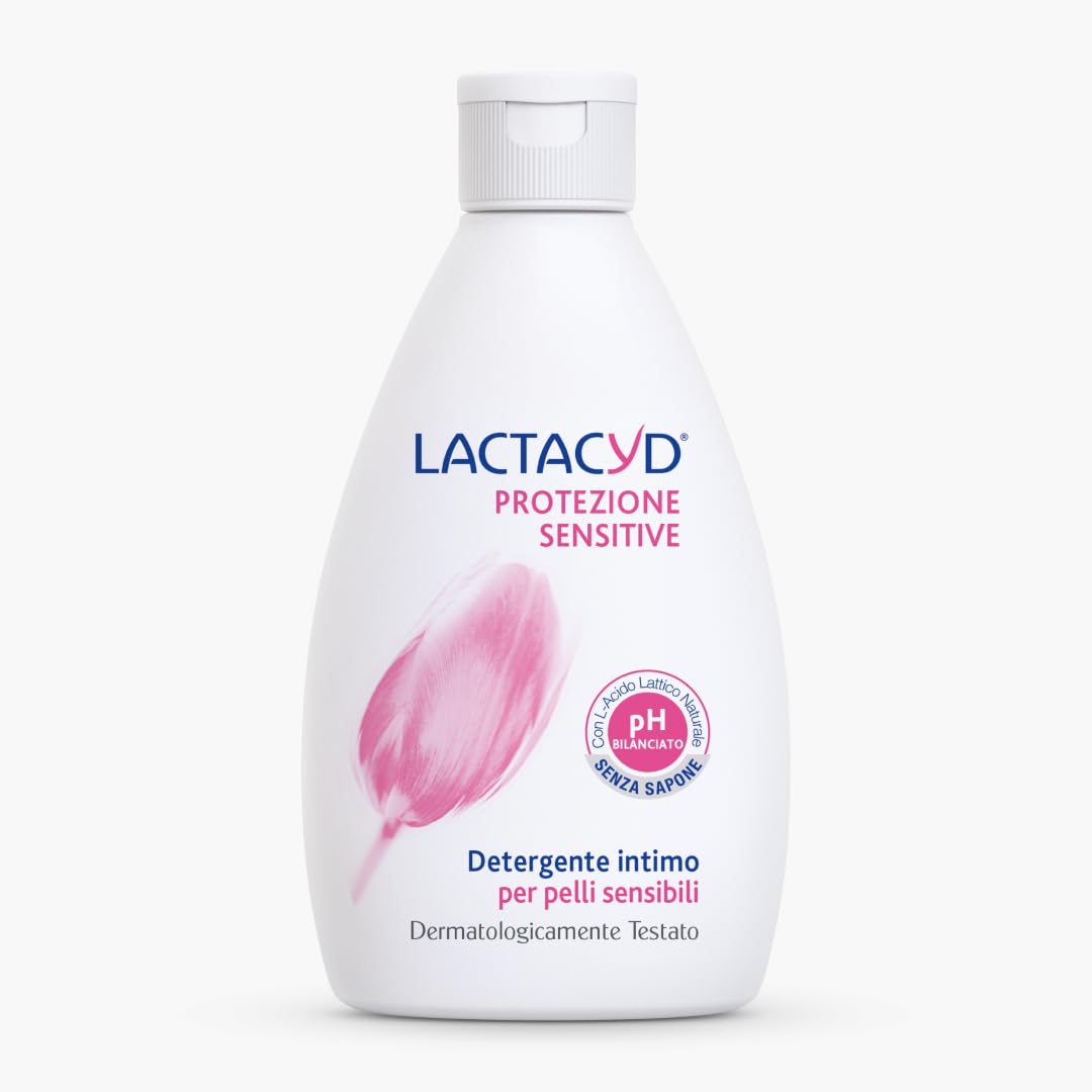 Lactacyd botella frontal mostrando tamaño 300 ml y diseño claro, beneficio higiene delicada