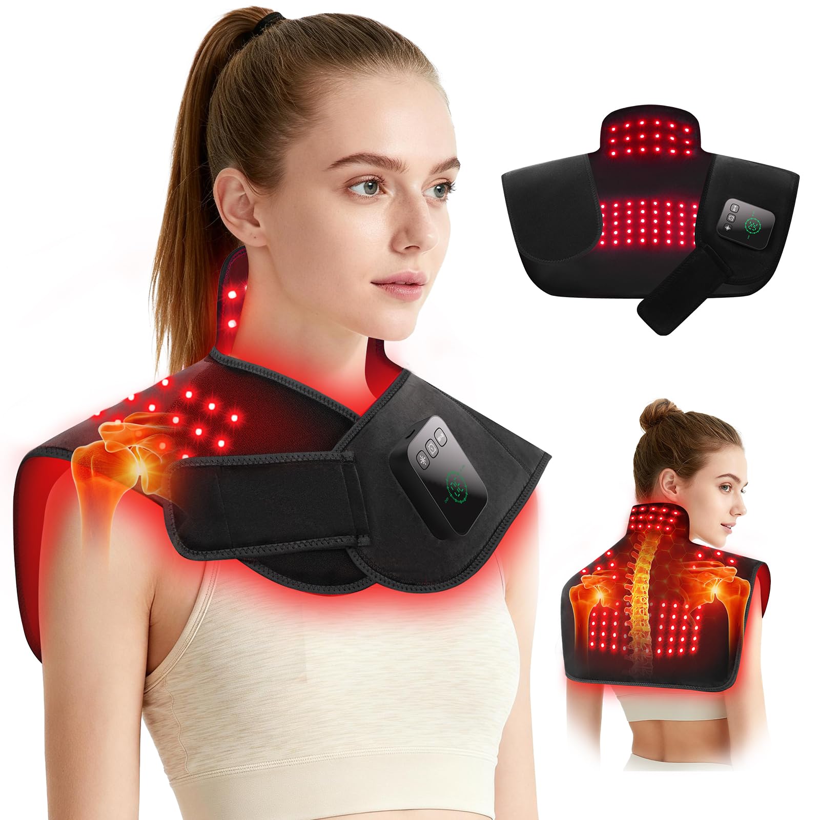 LAFCARE envoltura frontal mostrando cobertura amplia y diseño ergonómico para hombros