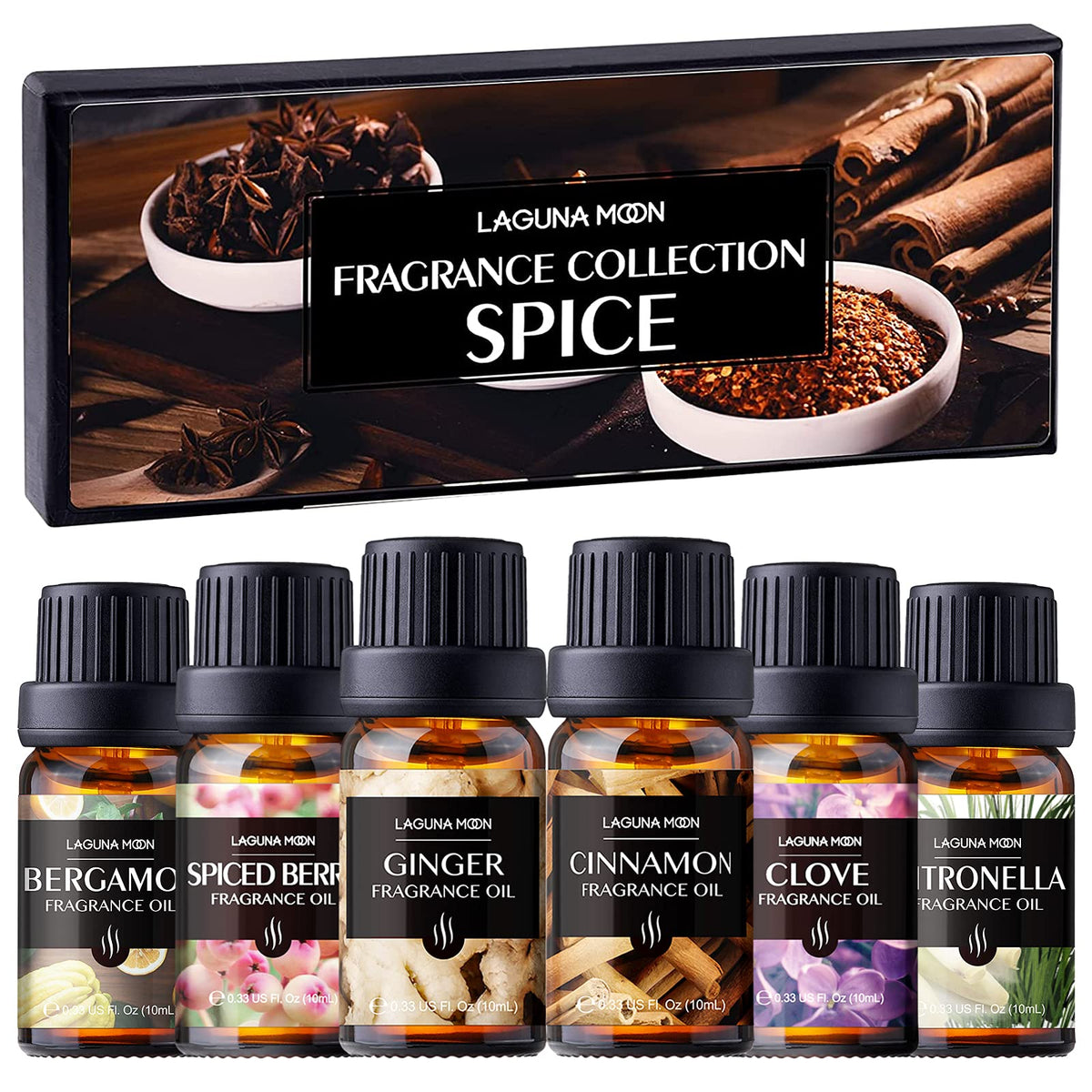 Lagunamoon set otoñal frontal con seis botellas 10 ml, excelente para ambientar