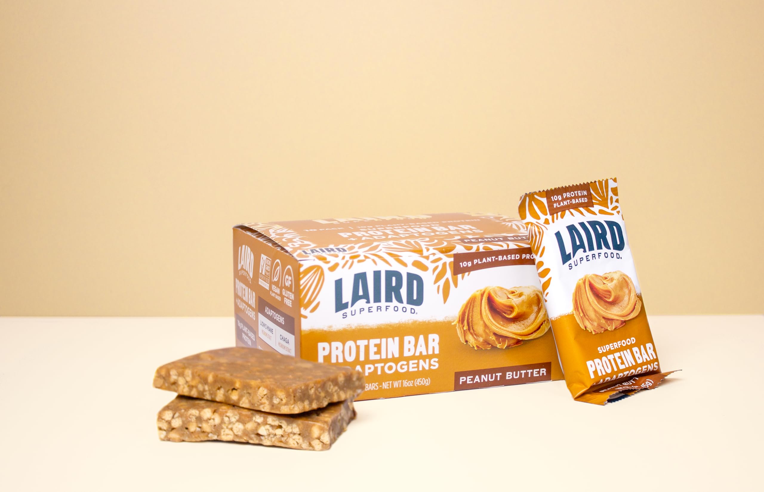 Laird Superfood barra abierta mostrando interior denso y nutritivo