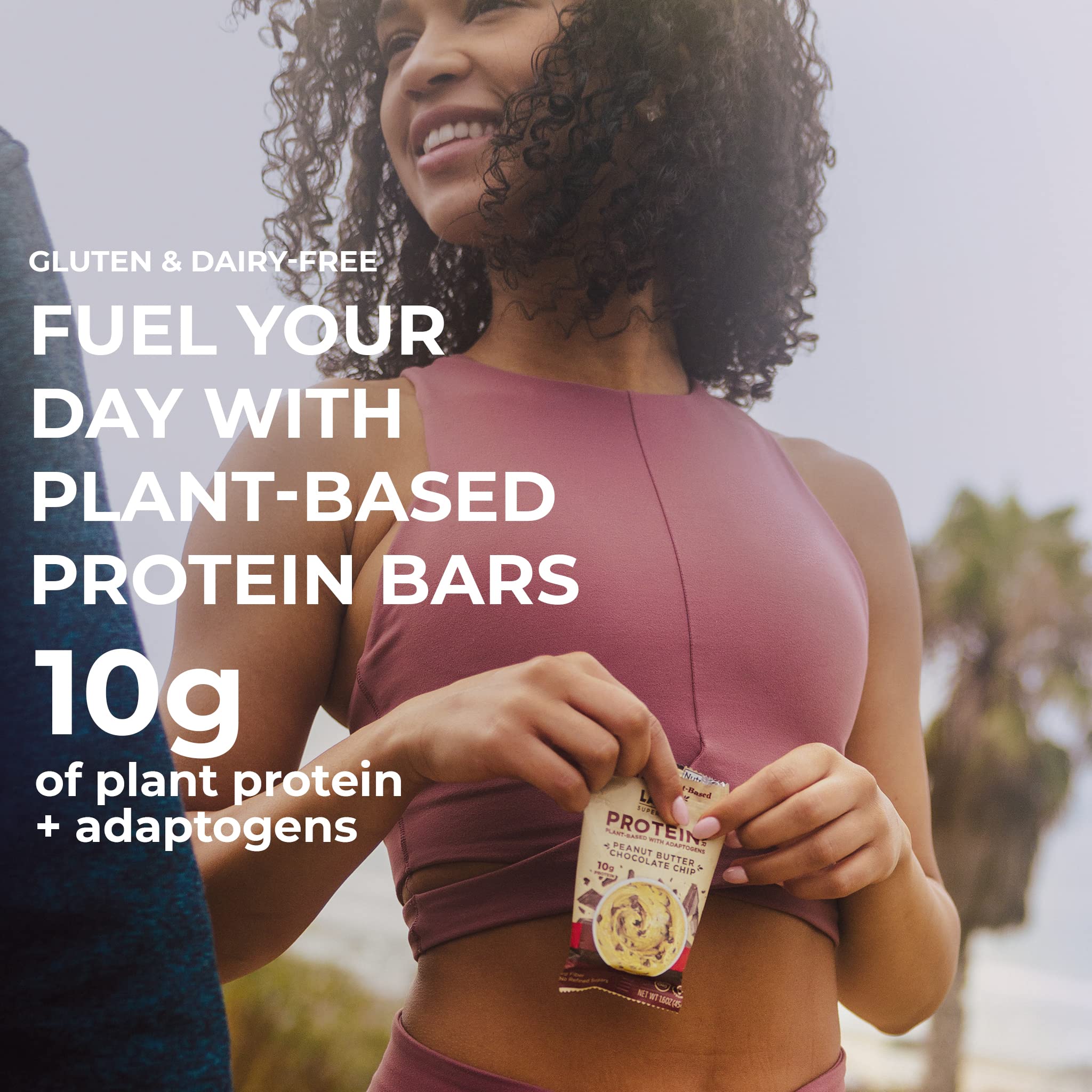Laird Superfood etiqueta nutricional enfocada en proteína y fibra