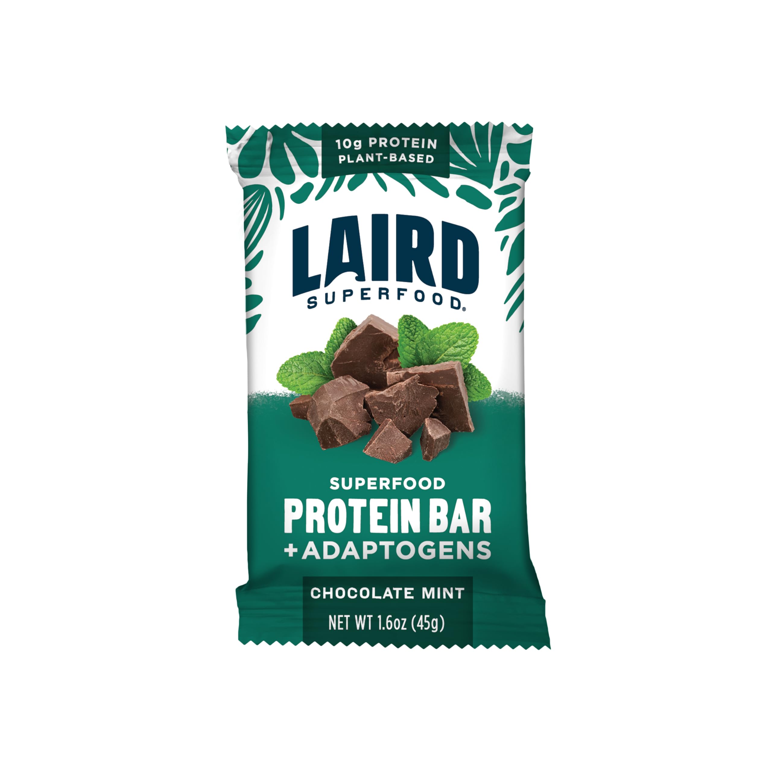 Laird Superfood empaque frontal Mint Chocolate muestra sabor y beneficios