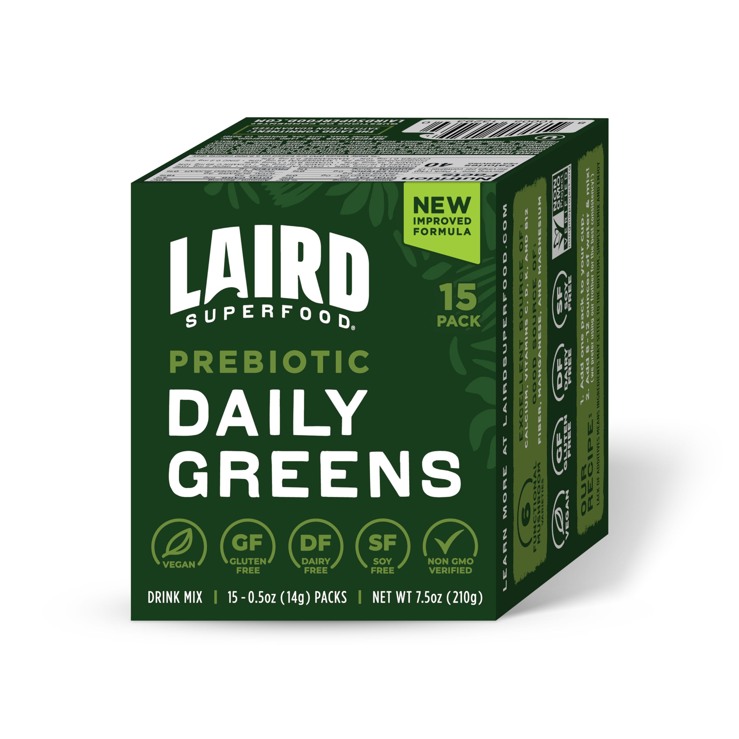 Laird Superfood frente del empaque mostrando el diseño y beneficio práctico