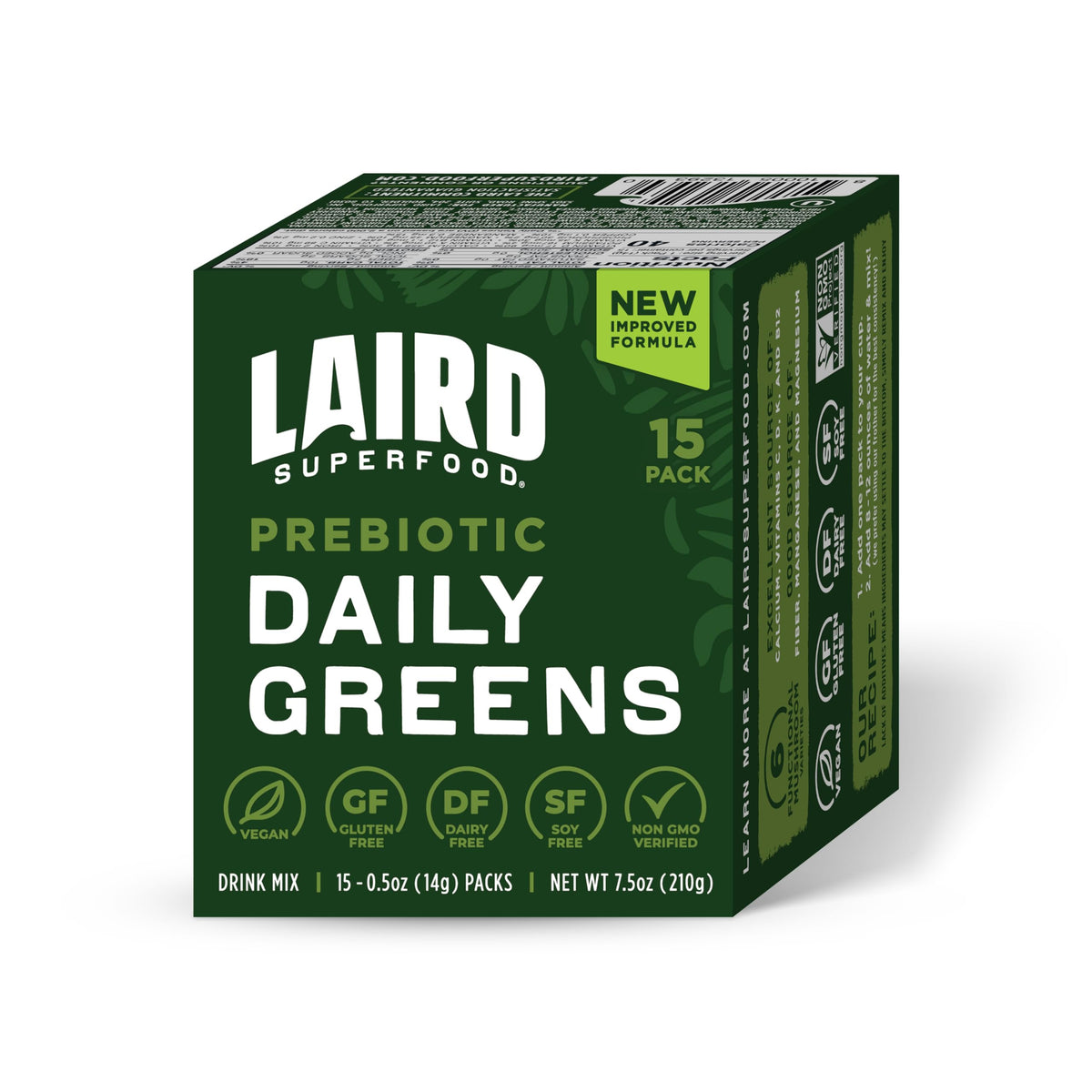 Laird Superfood frente del empaque mostrando el diseño y beneficio práctico