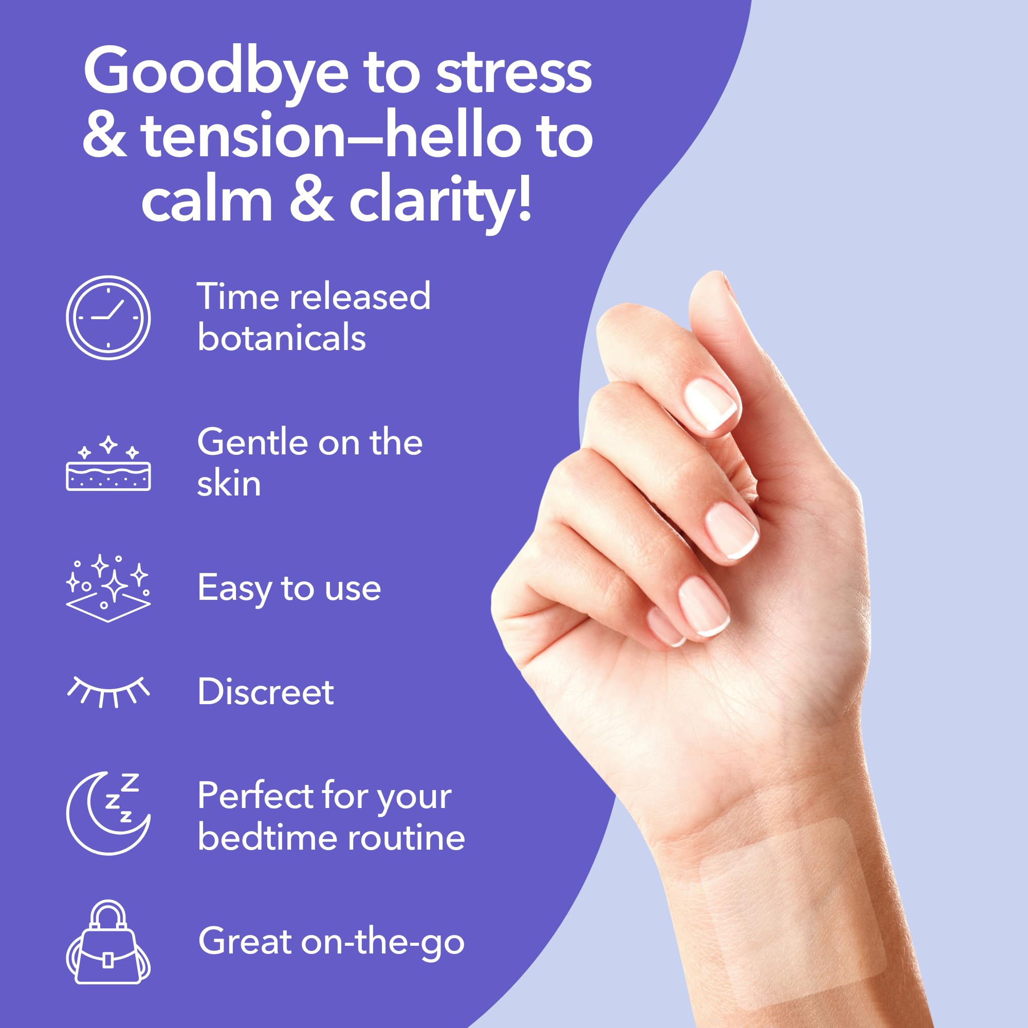 Laki Naturals parche adherido en el brazo, beneficio uso discreto hasta 8 horas