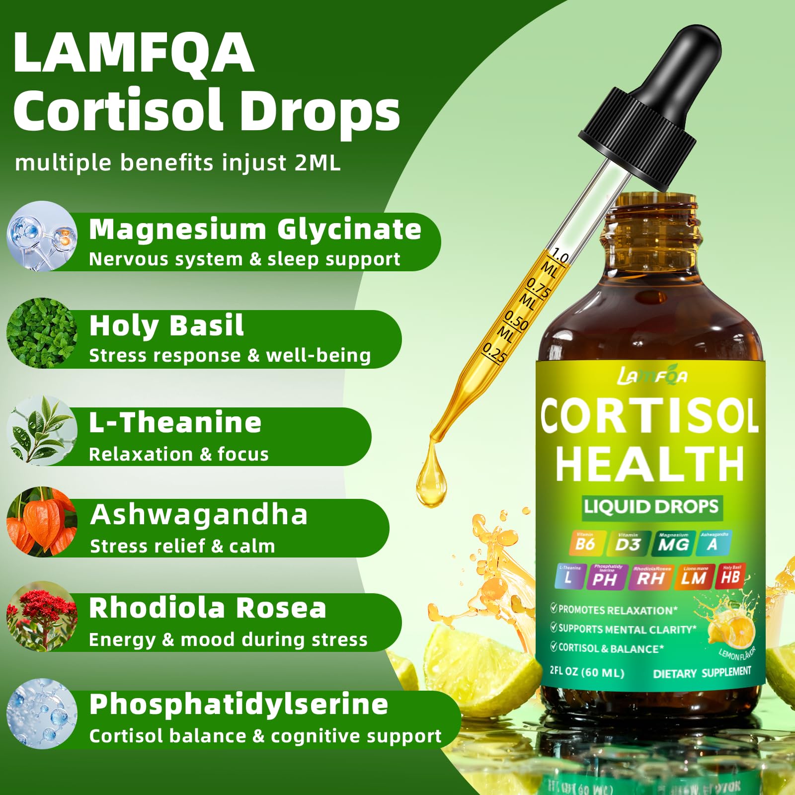 LAMFQA gotero y textura líquida para absorción rápida y dosificación fácil