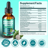 LAMFQA Soursop Bitters en mesa de desayuno con frutas y té, sugiere integración en un estilo de vida saludable
