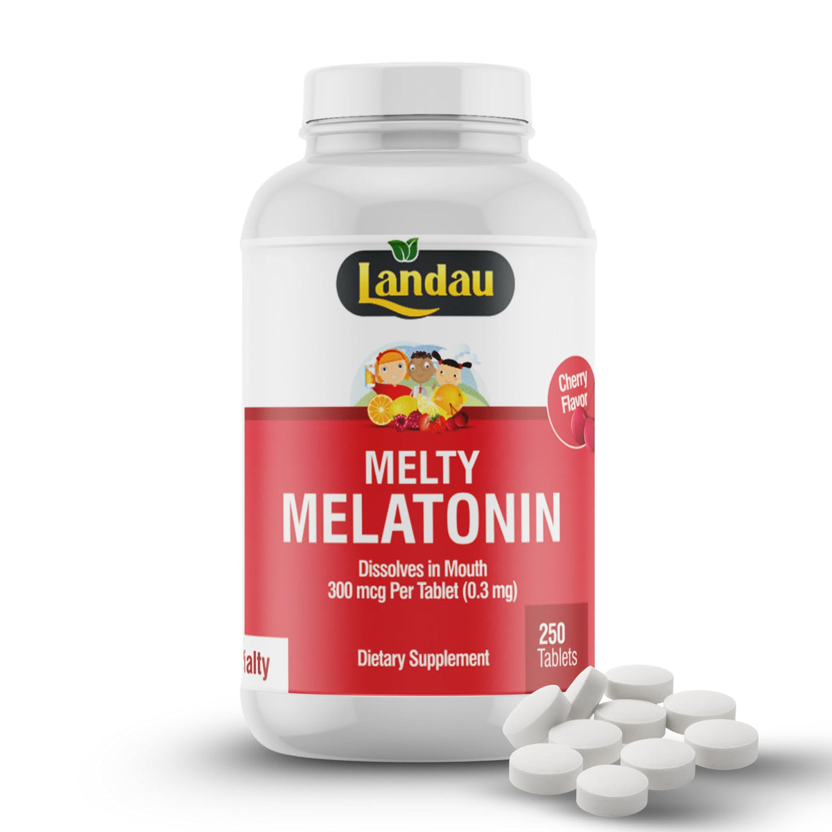 LANDAU envase frontal Melty Melatonin mostrando etiqueta y dosis cómoda