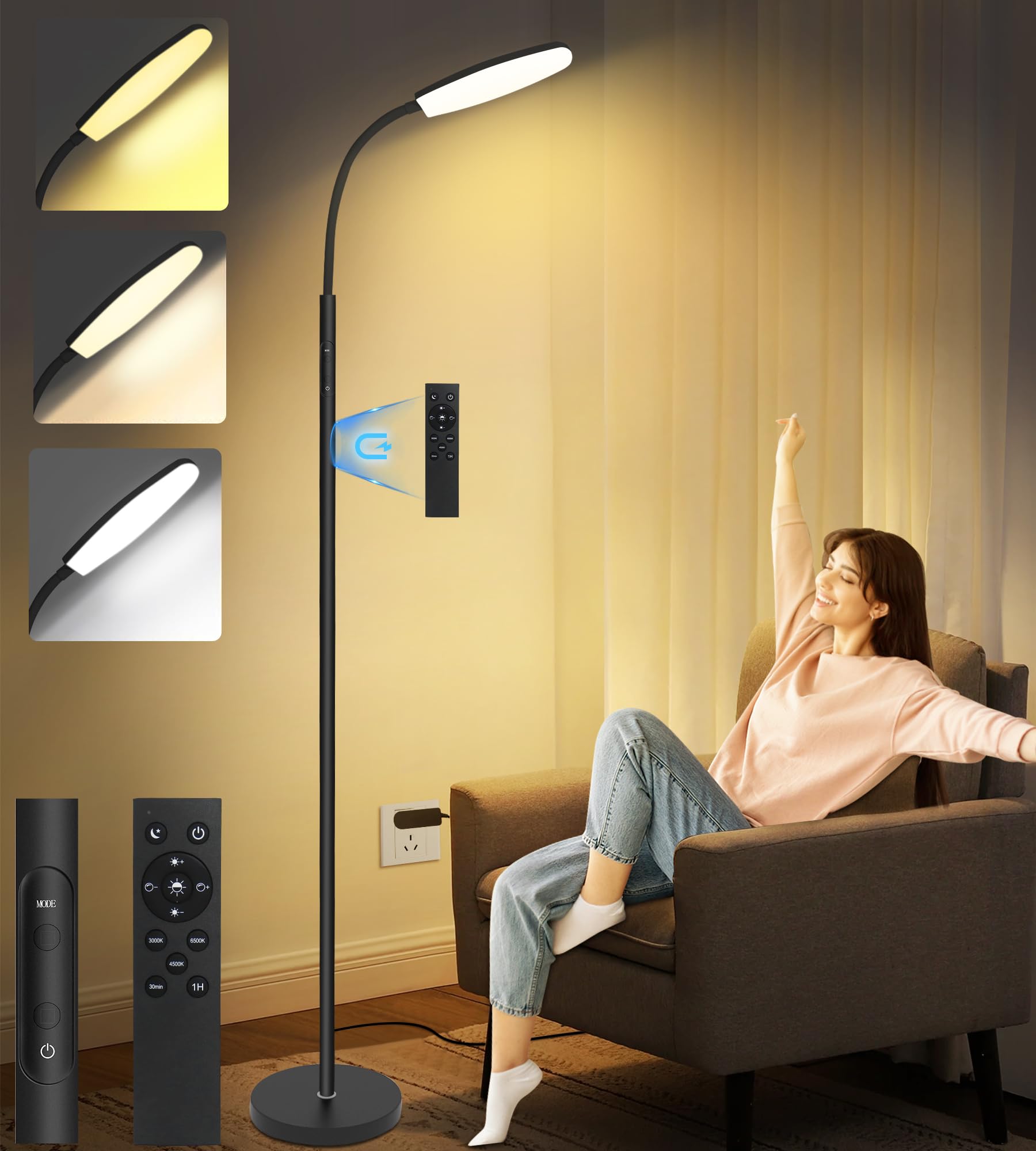LanSuper vista frontal de la lámpara de terapia mostrando panel LED y diseño elegante