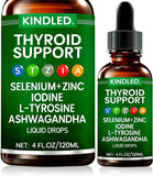 LANZF frasco Kindled Thyroid Support Drops vista frontal con etiqueta clara y dosificación