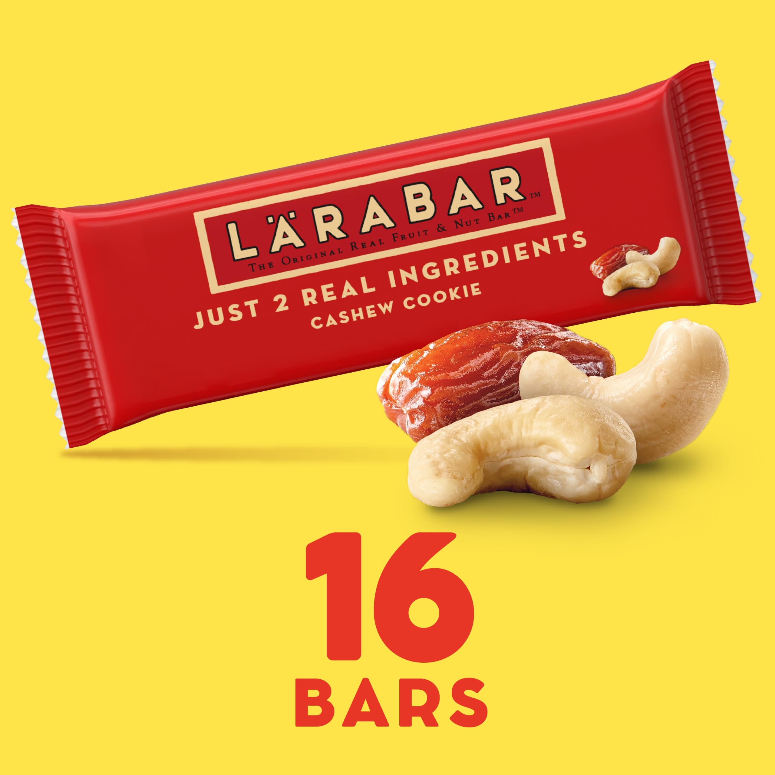 LÄRABAR barra cortada mostrando la textura de dátil y anacardo, masticable y real