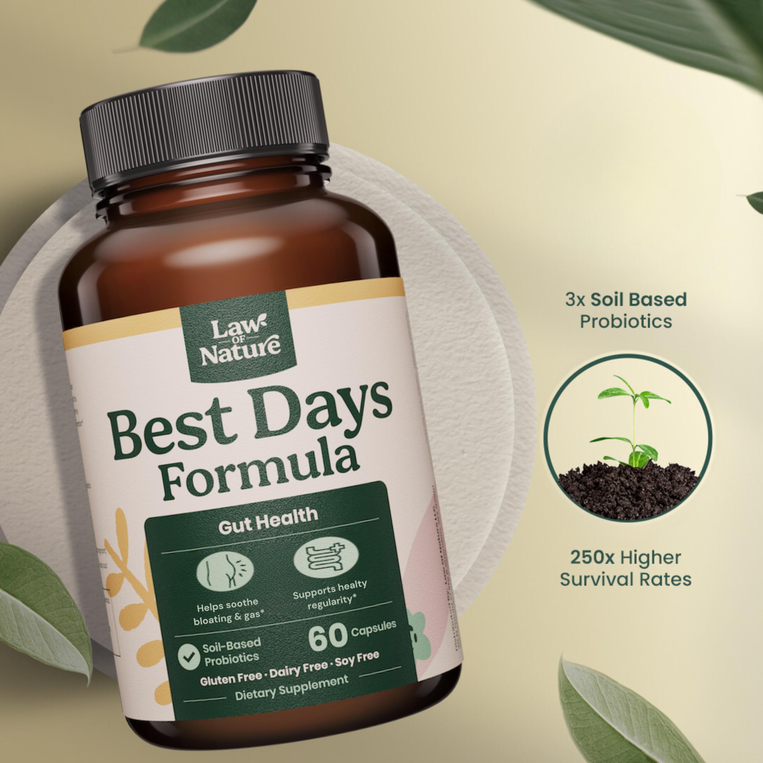 Law Of Nature etiqueta Best Days Formula con lista de ingredientes y beneficios