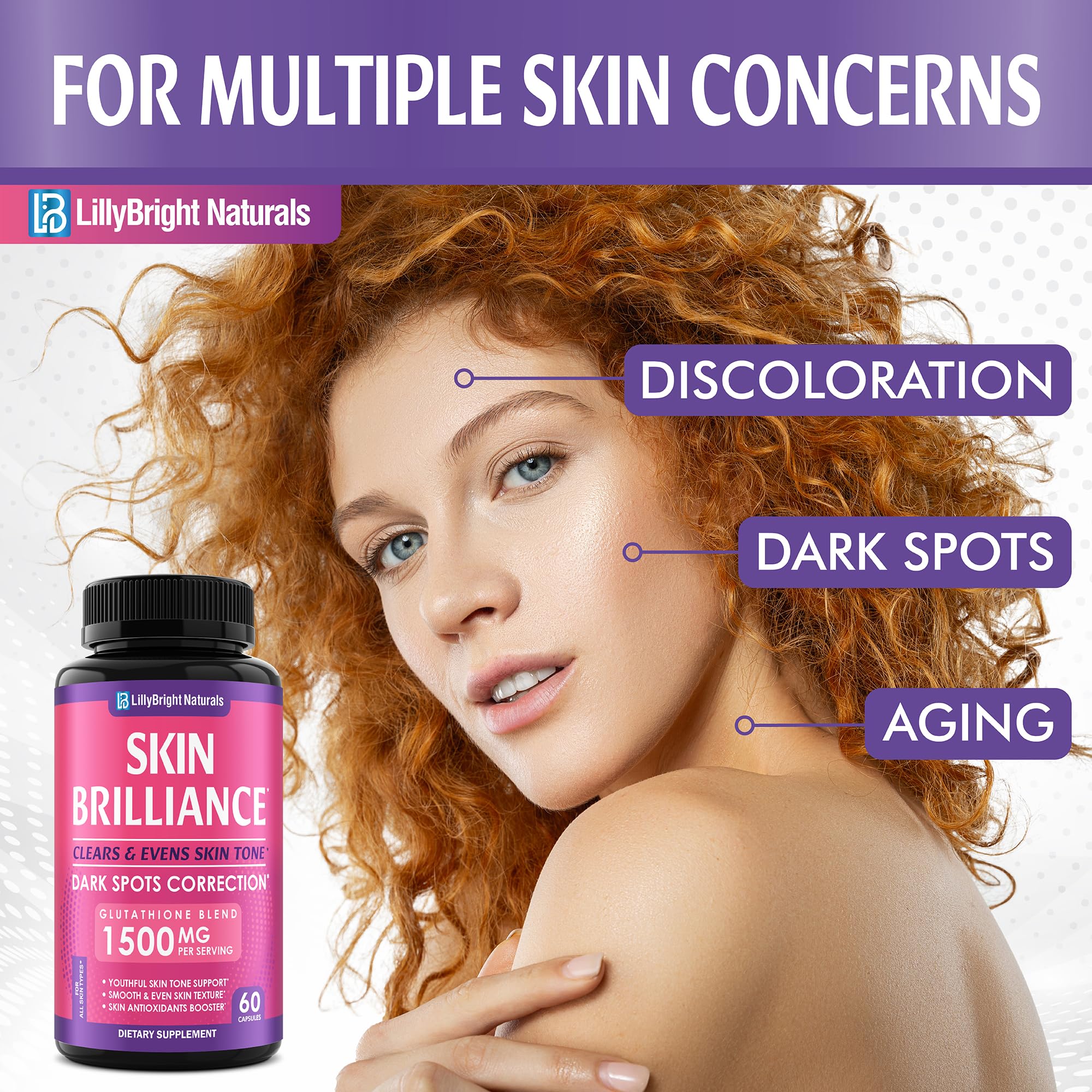 LB LILLYBRIGHT NATURALS etiqueta con ingredientes clave para claridad y antioxidantes