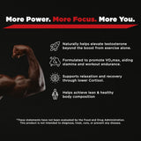 Leading Edge Health Testosil Men's mano sostiene frasco, muestra escala y dosis práctica